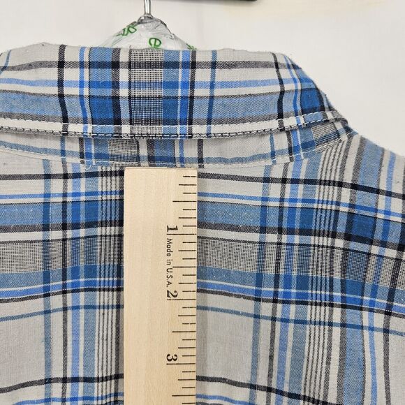 The North Face Shirt Mens Small Snap Button Plaid Blue White Short Sleeve S - Picture 4 of 9